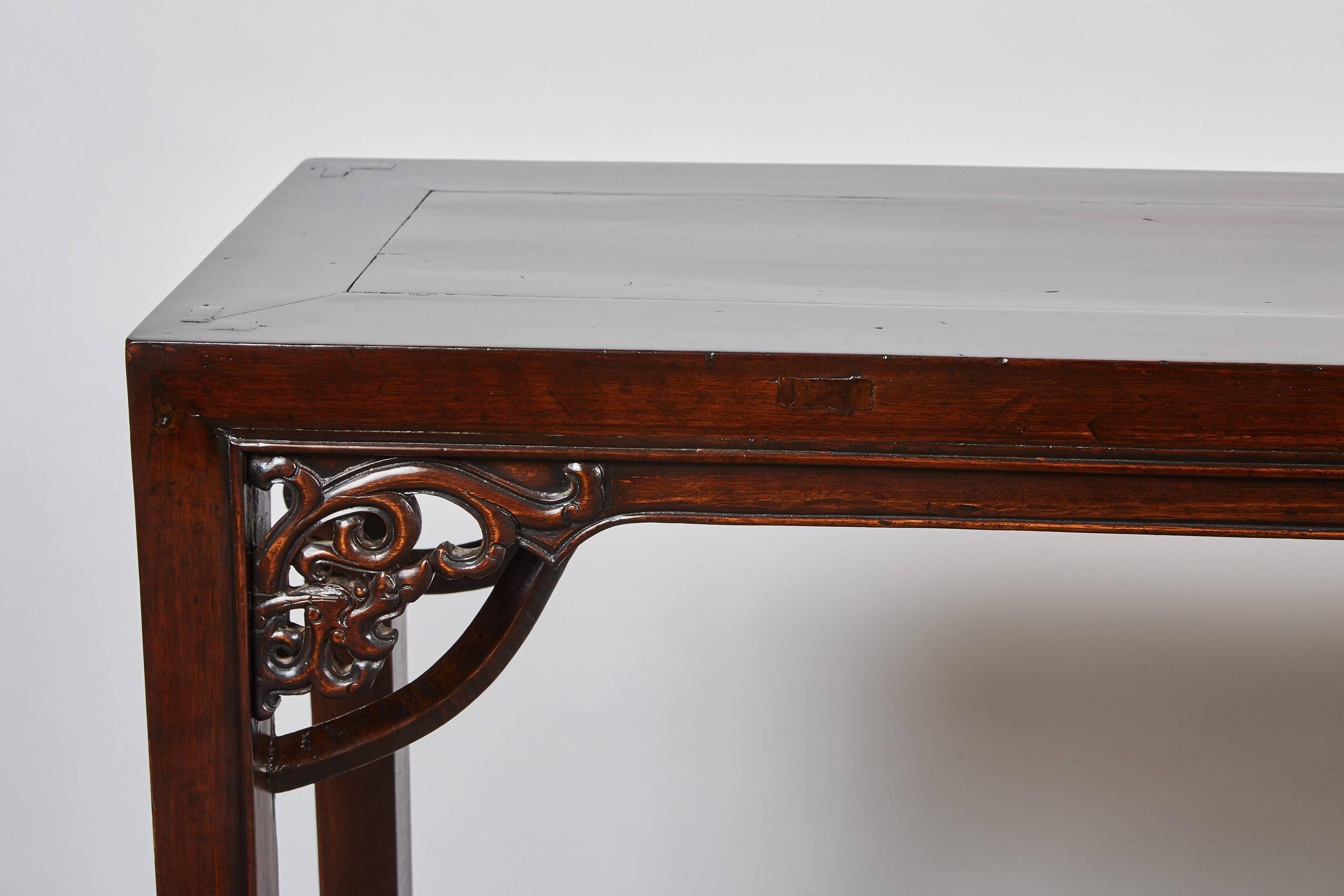 One of a Kind 18th Century, Chinese Walnut Altar Table In Good Condition In Pasadena, CA