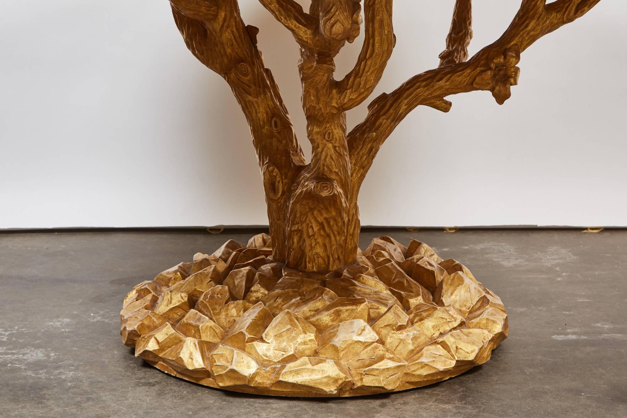 Modern Tree Trunk Table with Gold Leaf by Erika Brunson