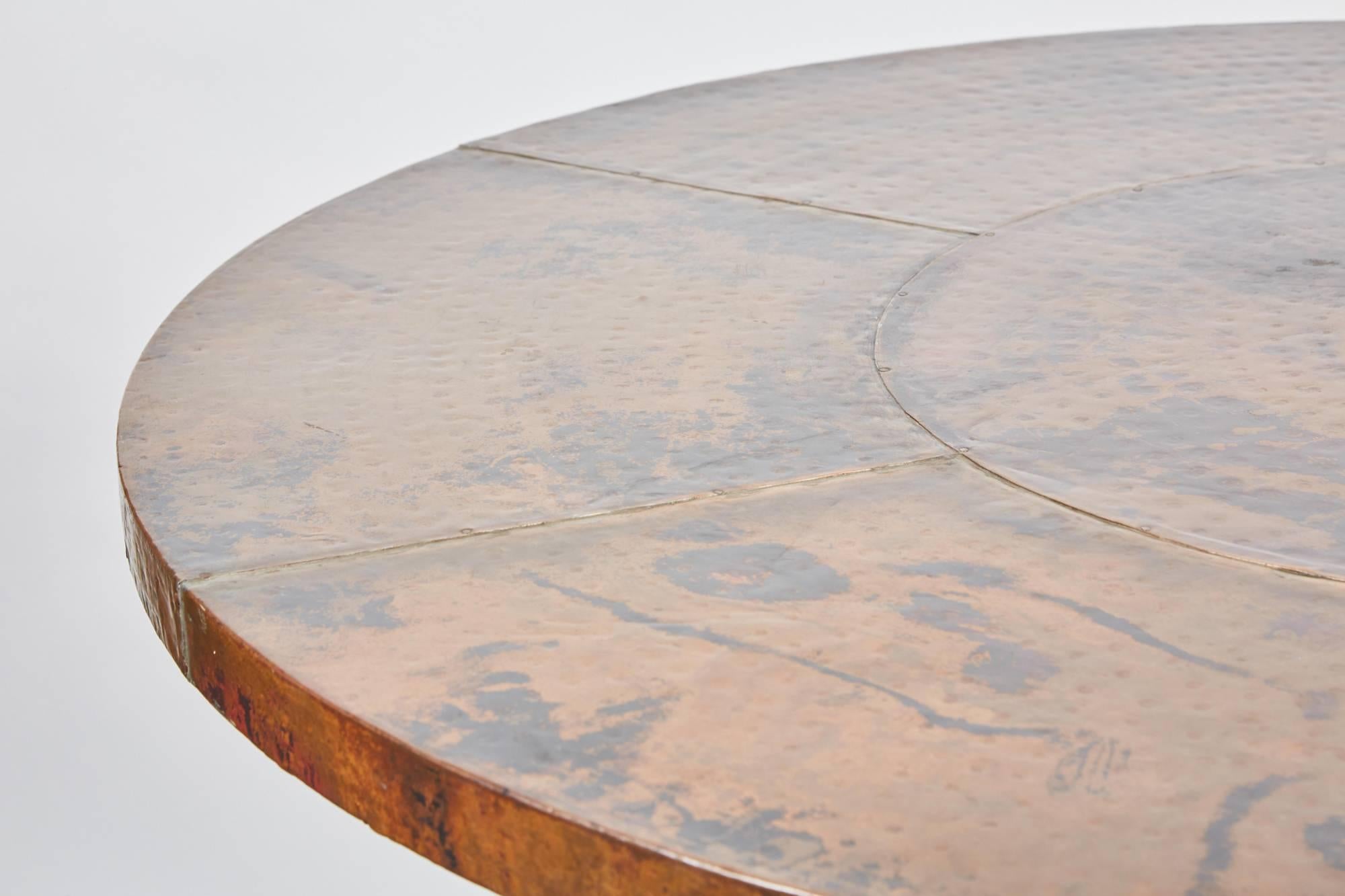 Other 20th Century Indian Copper Top Table with Forged Iron Legs
