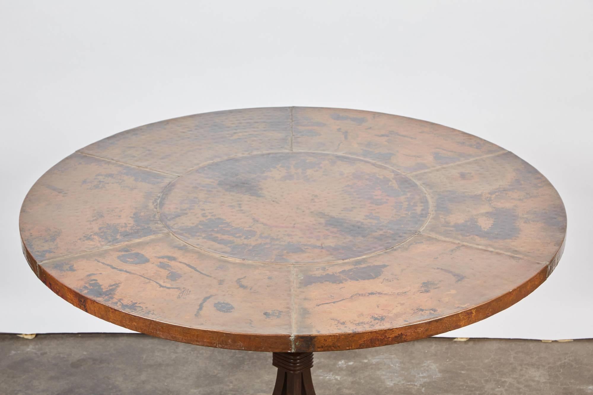 20th Century Indian Copper Top Table with Forged Iron Legs 1
