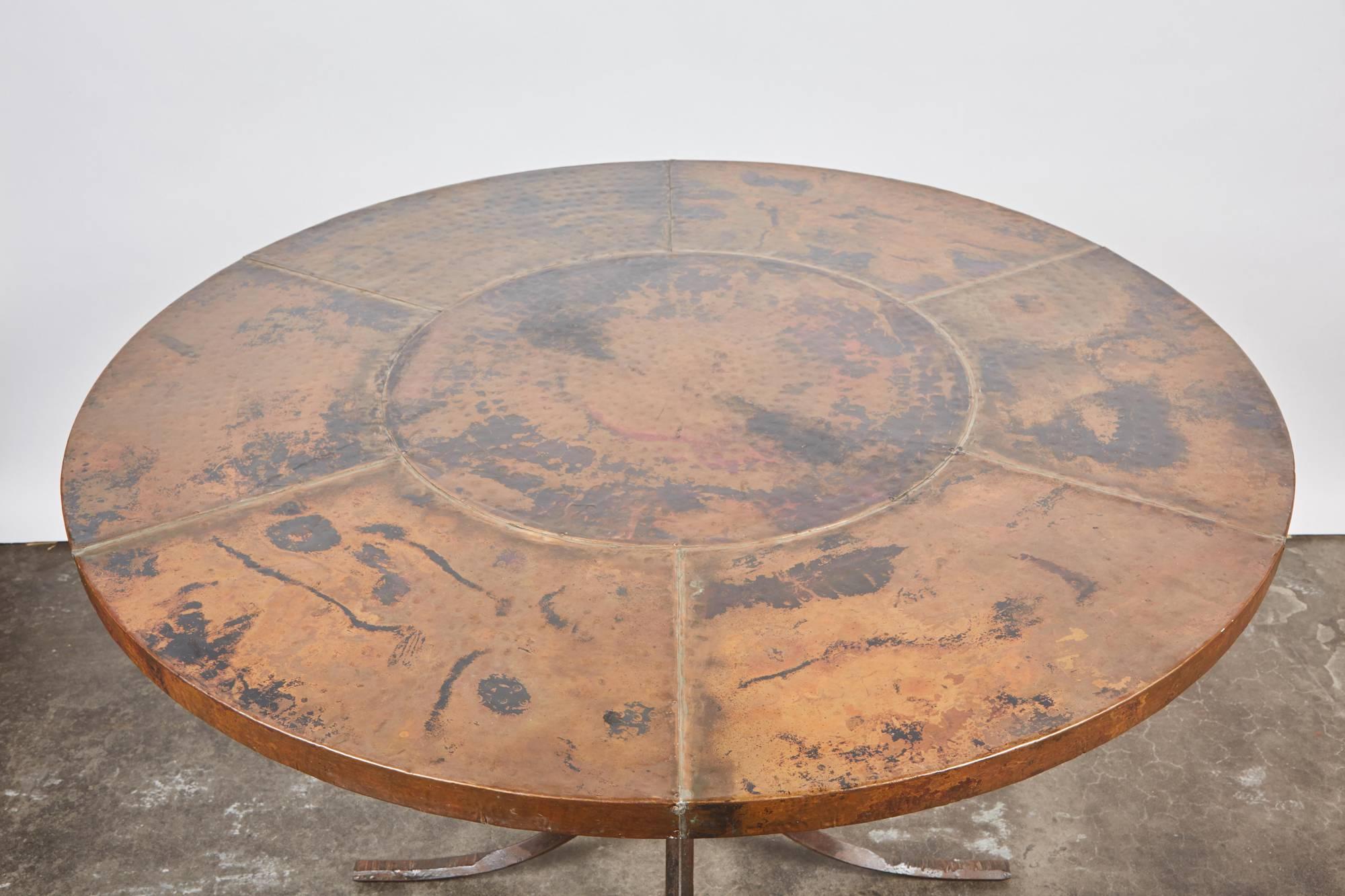 20th Century Indian Copper Top Table with Forged Iron Legs 2