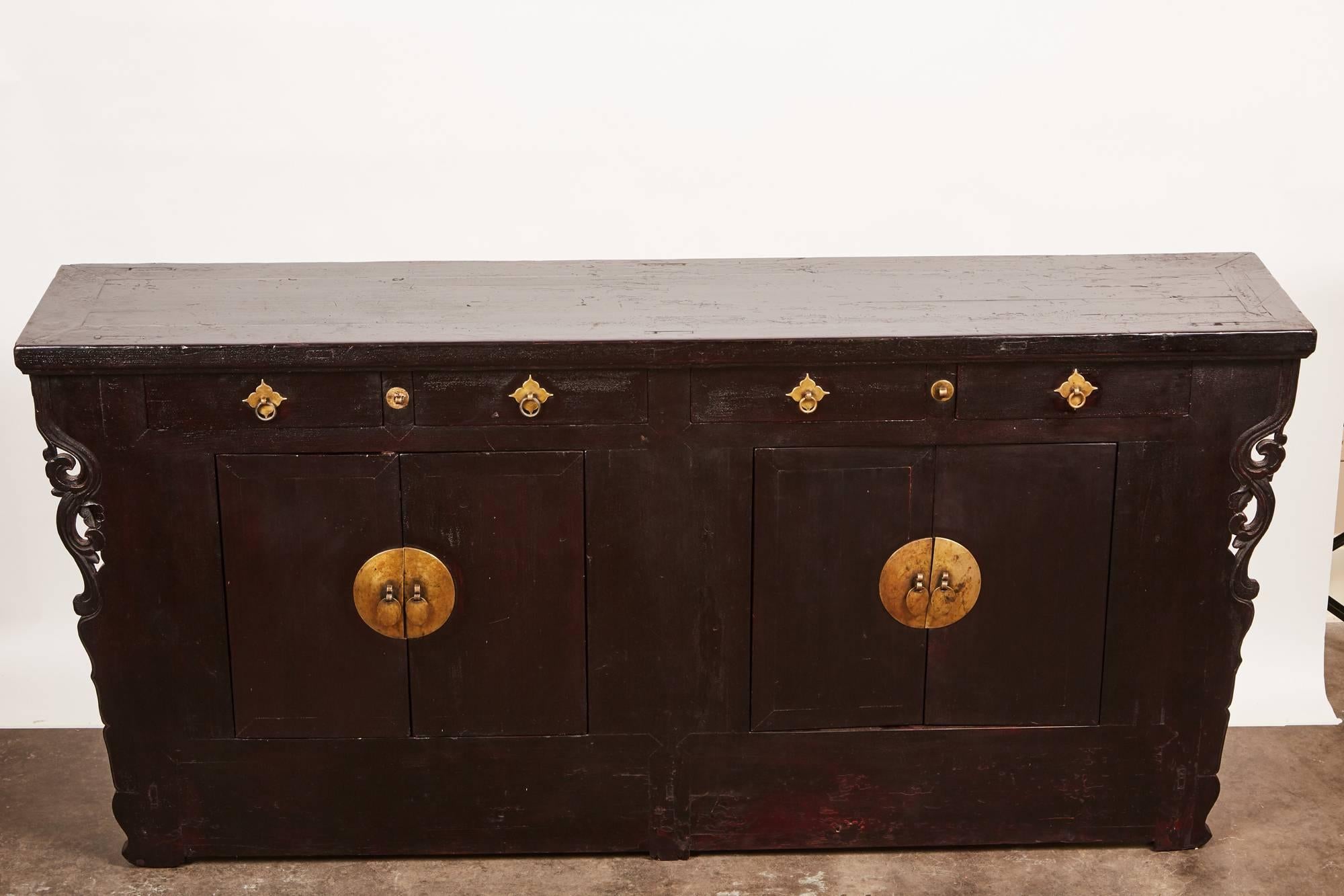Chinese 18th Century Two-Drawer Two-Door Narrow Sideboard