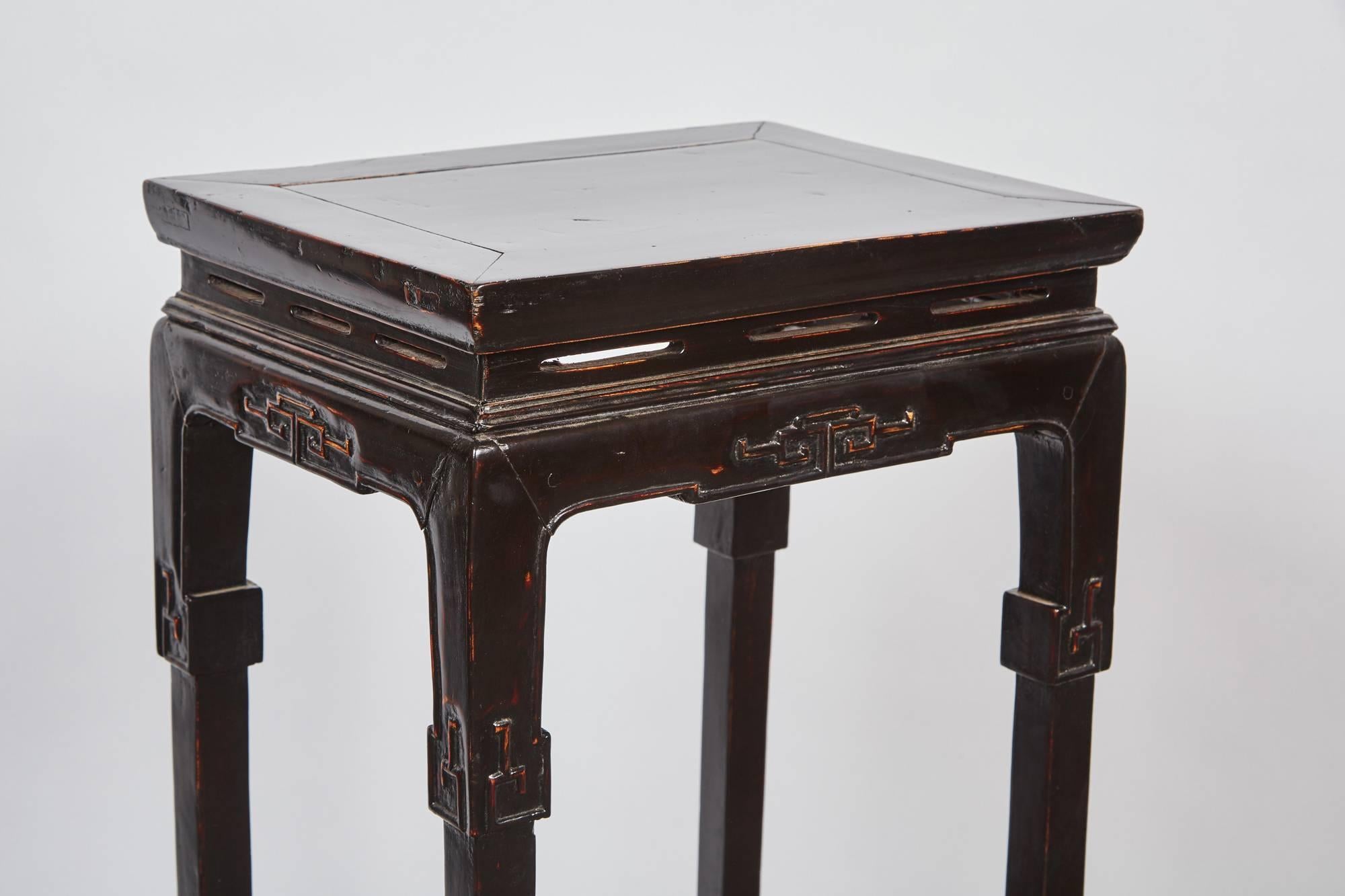 Qing 18th Century Chinese Pair of Tall Thin Lacquer Tea Tables