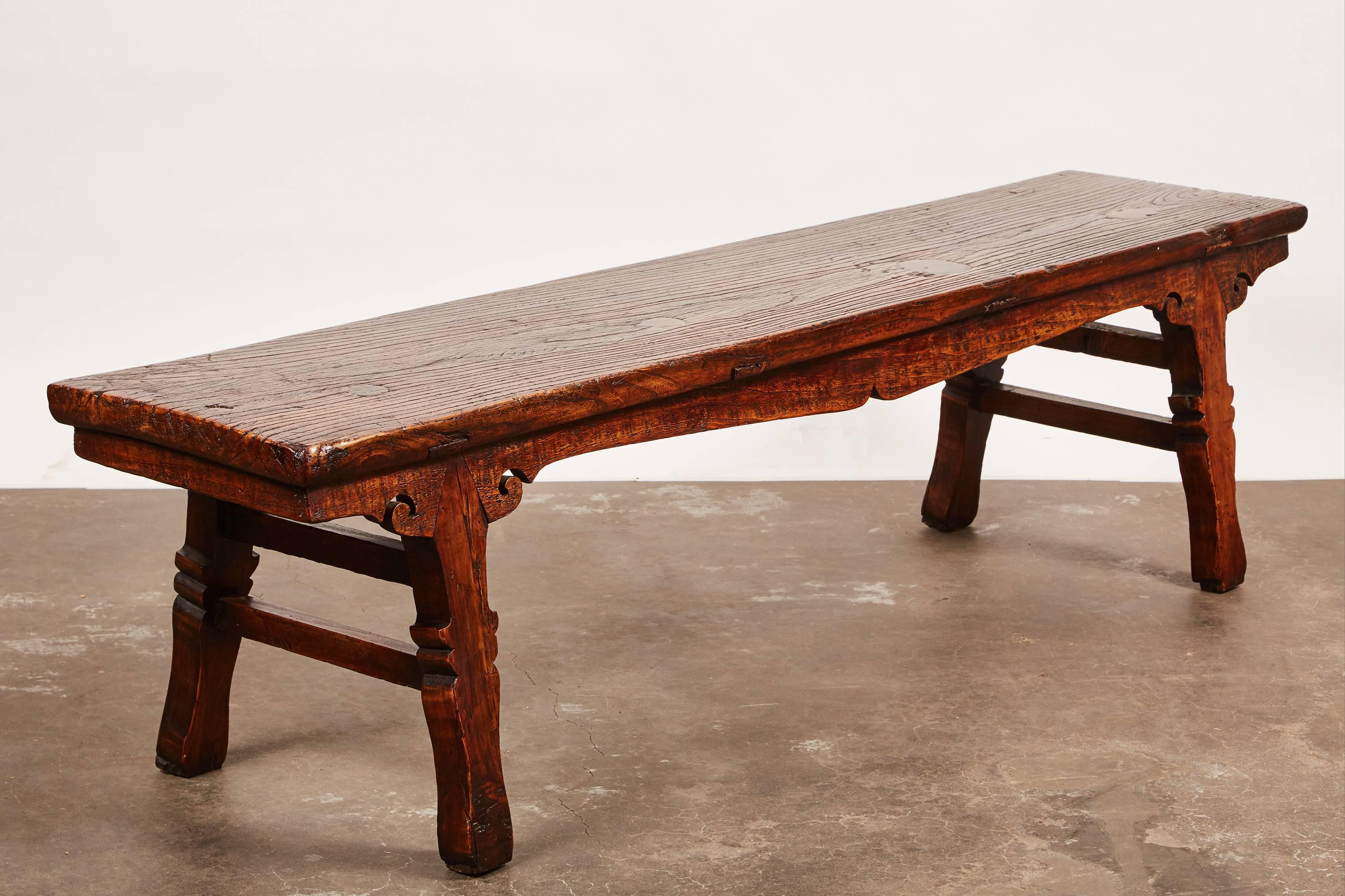 Elm 18th Century Chinese Low Sword Leg Bench or Table