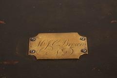 19th Century English Leather Trunk with Nail Head Trim
