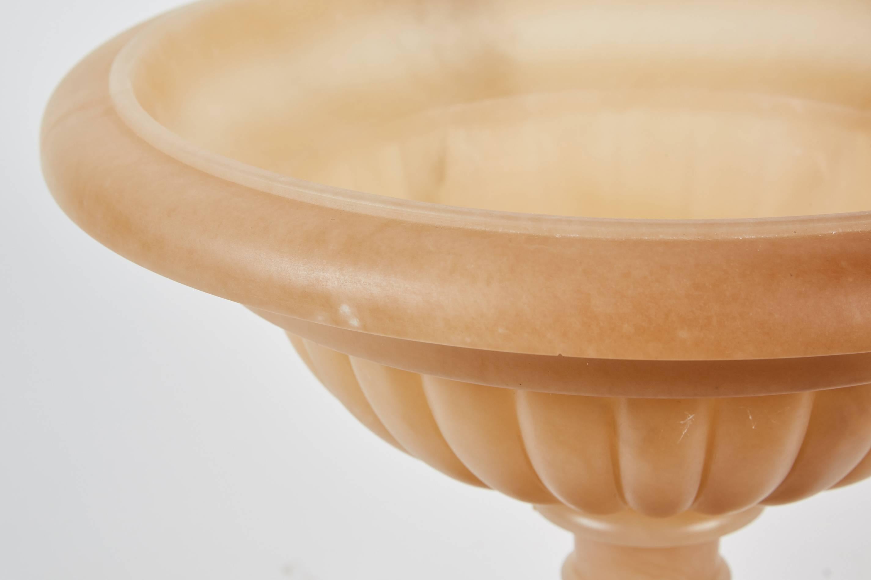 Carved Italian Alabaster Bowl In Excellent Condition In Pasadena, CA