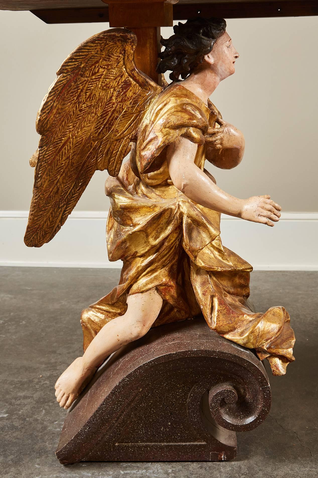 18th Century Italian Baroque Basilica Angel Tables In Good Condition In Pasadena, CA