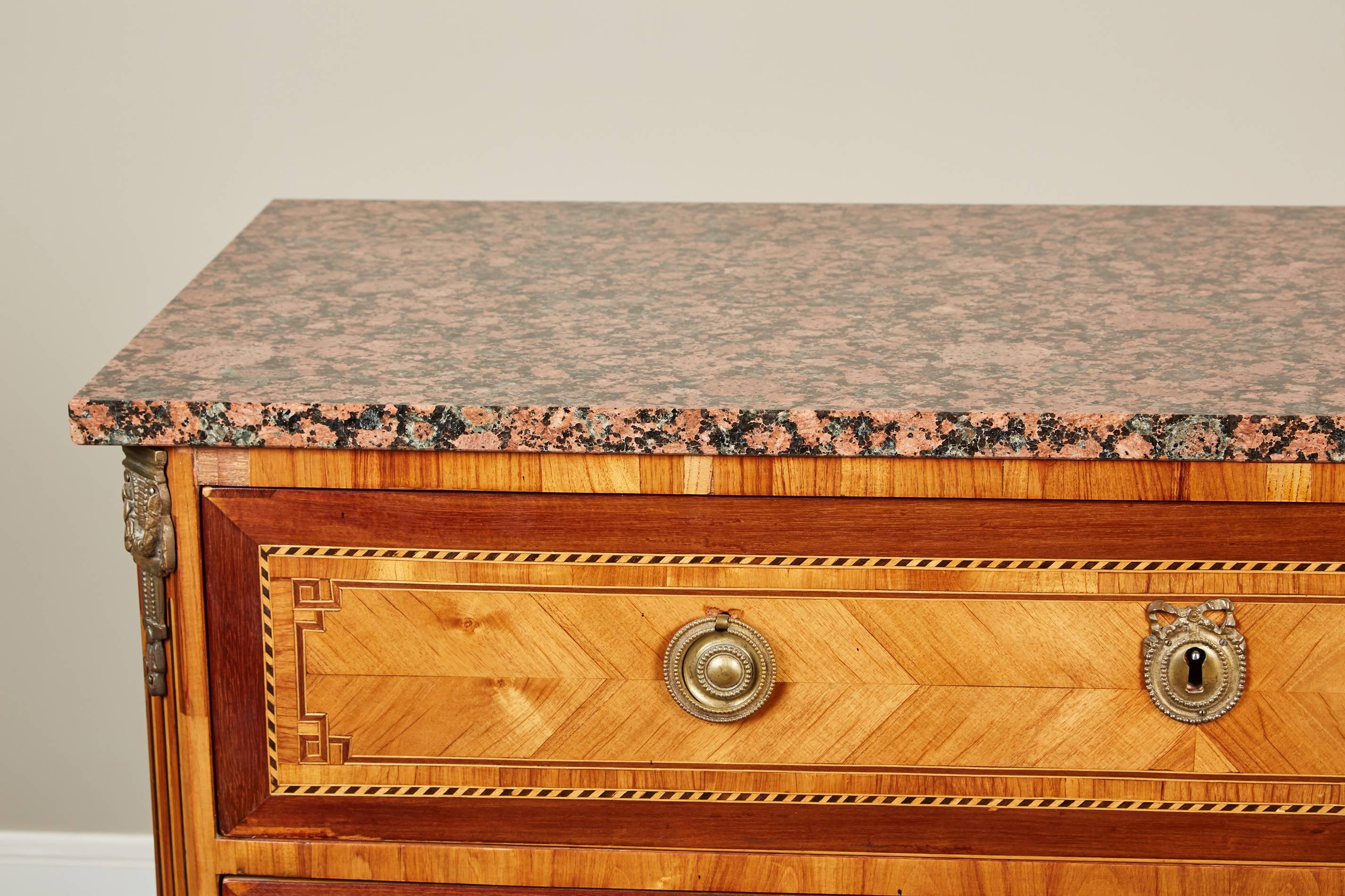20th Century French Chest of Drawers with a Marble Top In Excellent Condition In Pasadena, CA