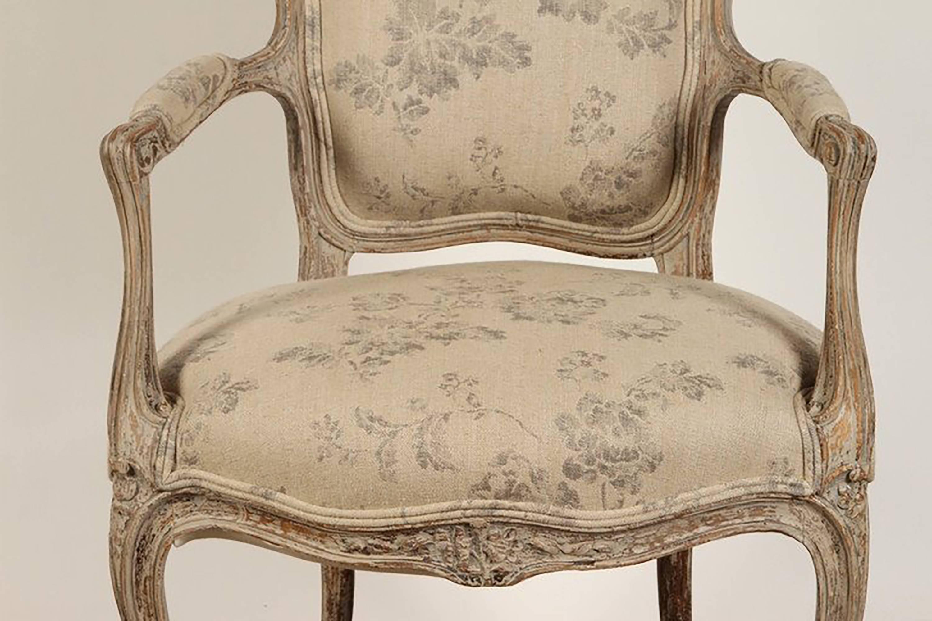French Rococo Style Armchair In Good Condition In Pasadena, CA