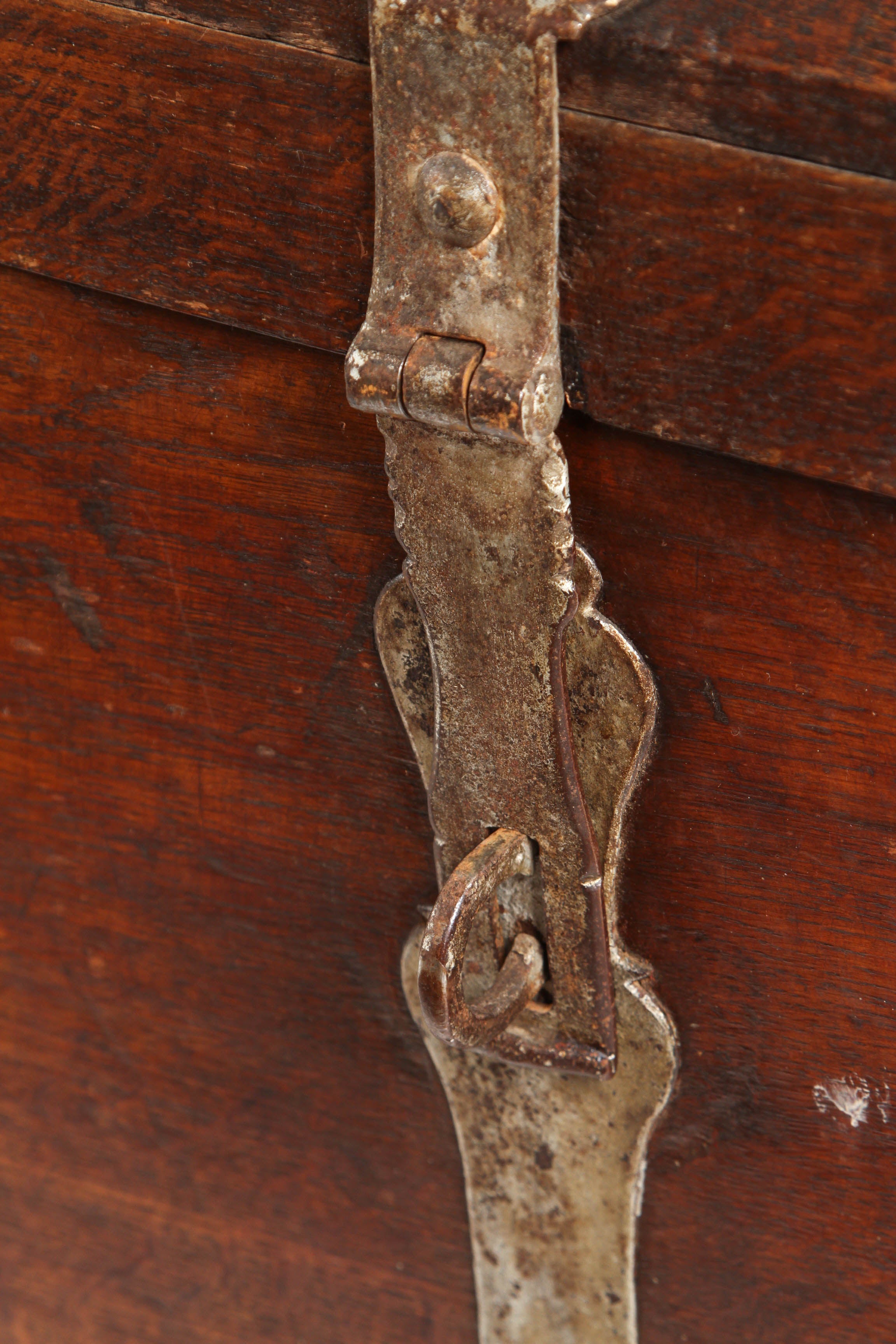 Baroque 18th Century Danish Oak Trunk with Iron Work