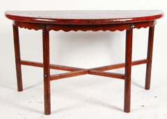 19th Century Red Chinese Demilune Table