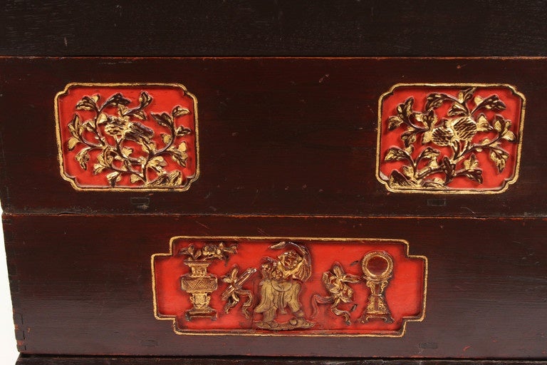 19th Century Chinese Stacking Cake Box with Carving In Good Condition In San Marino, CA