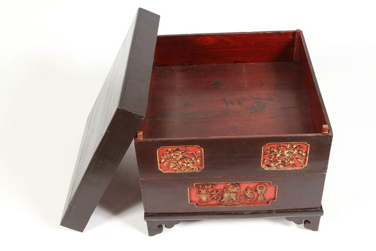 19th Century Chinese Stacking Cake Box with Carving 1