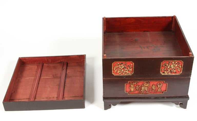 19th Century Chinese Stacking Cake Box with Carving 2