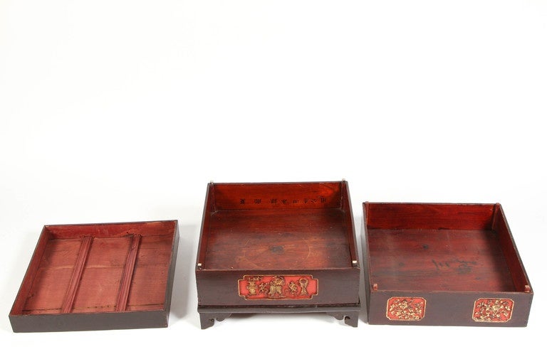 19th Century Chinese Stacking Cake Box with Carving 3