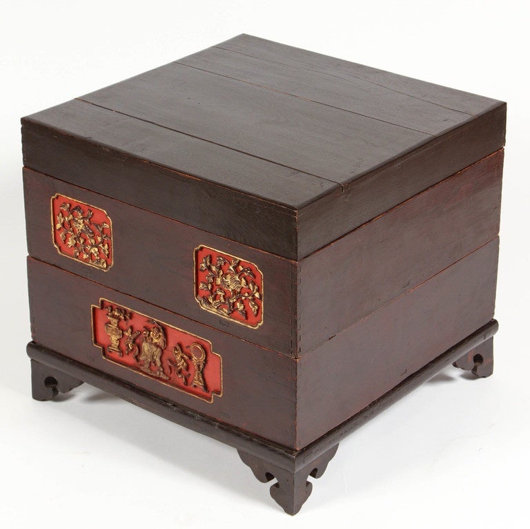 19th Century Chinese Stacking Cake Box with Carving 5