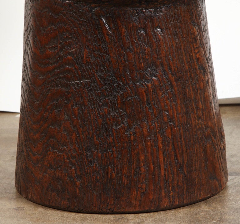 Modern Petrified Wood and Teak Side Table