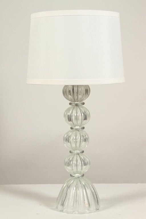 A pair of 20th Century silver lamps from Murano.
