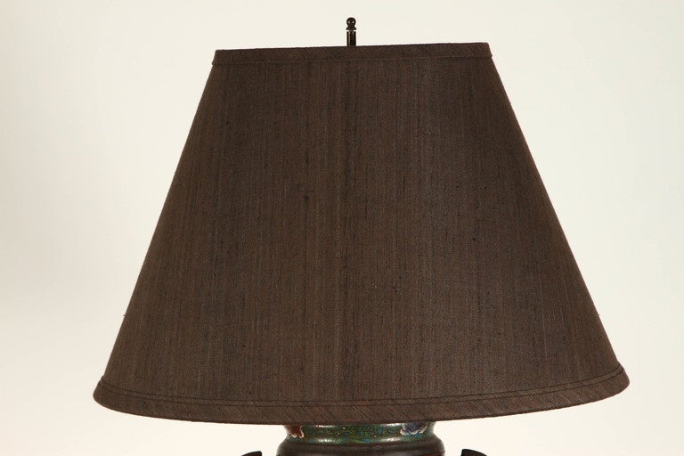 Qing 19th Century Chinese Champleve Lamp