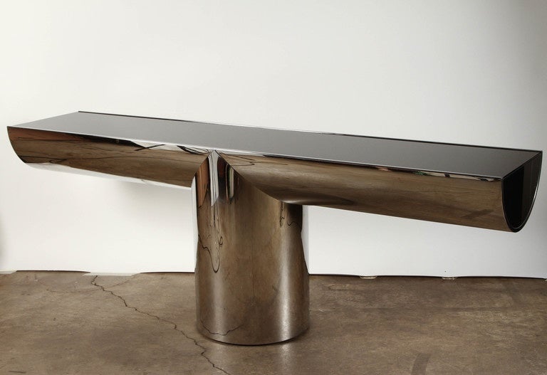 American J. Wade Beam for Brueton Stainless Steel Tee Console Table