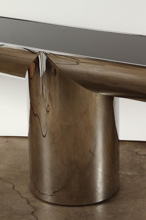 J. Wade Beam for Brueton Stainless Steel Tee Console Table In Good Condition In San Marino, CA
