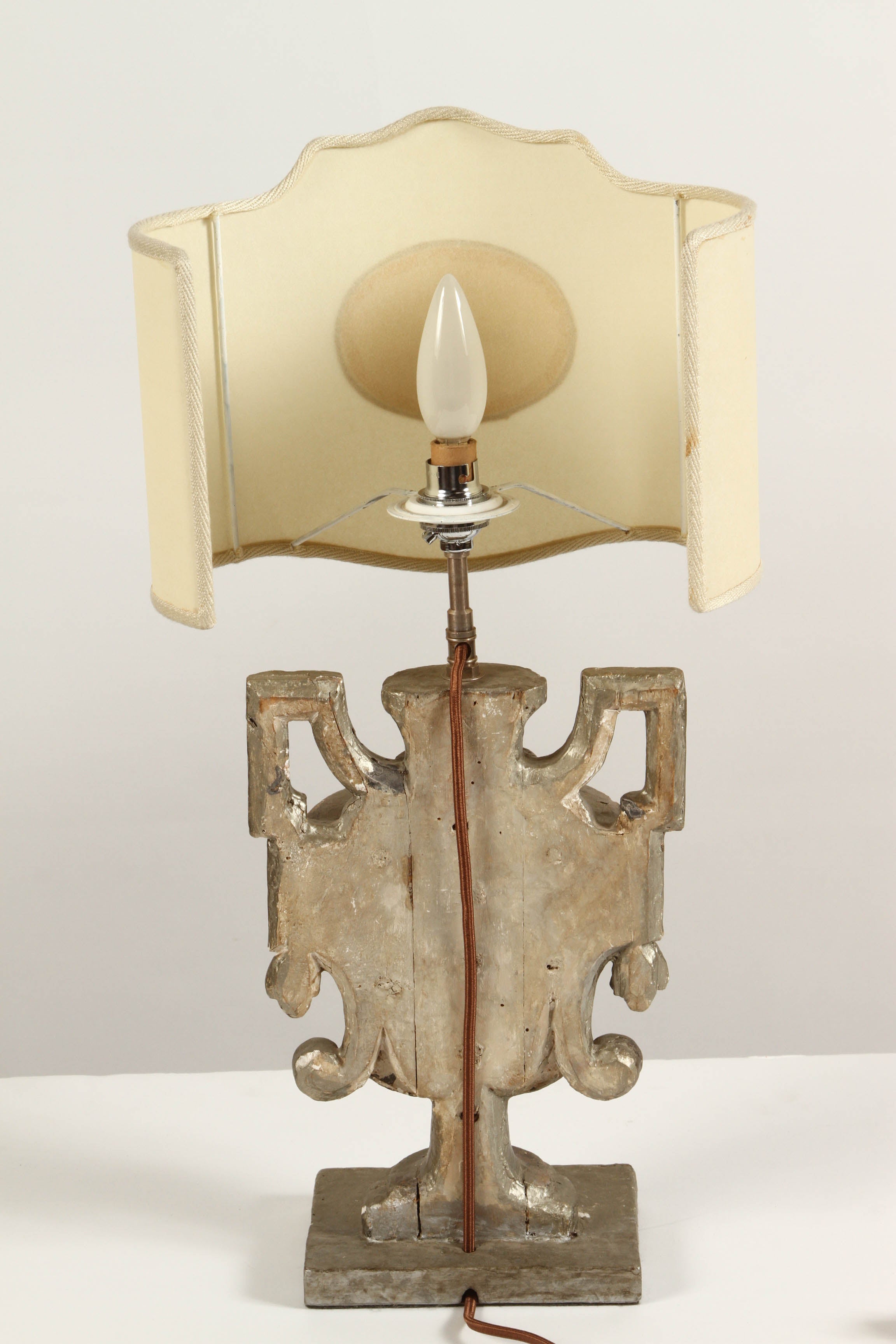Italian Silver Gilt Lamps with Florentine Paper Shades 5