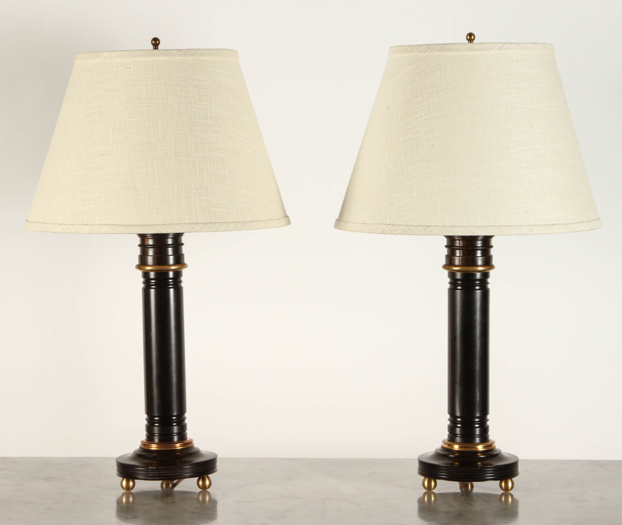 Pair of 20th Century Ebony Lamps