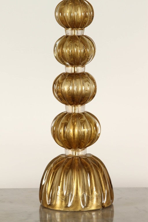 Art Deco Pair of Murano Glass Lamps