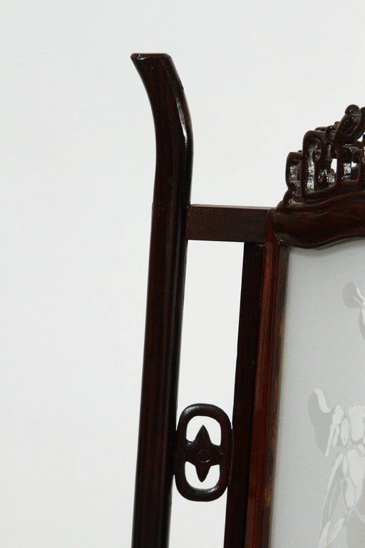 Paire de lanternes chinoises en verre et bois de rose du 19ème siècle en vente 1