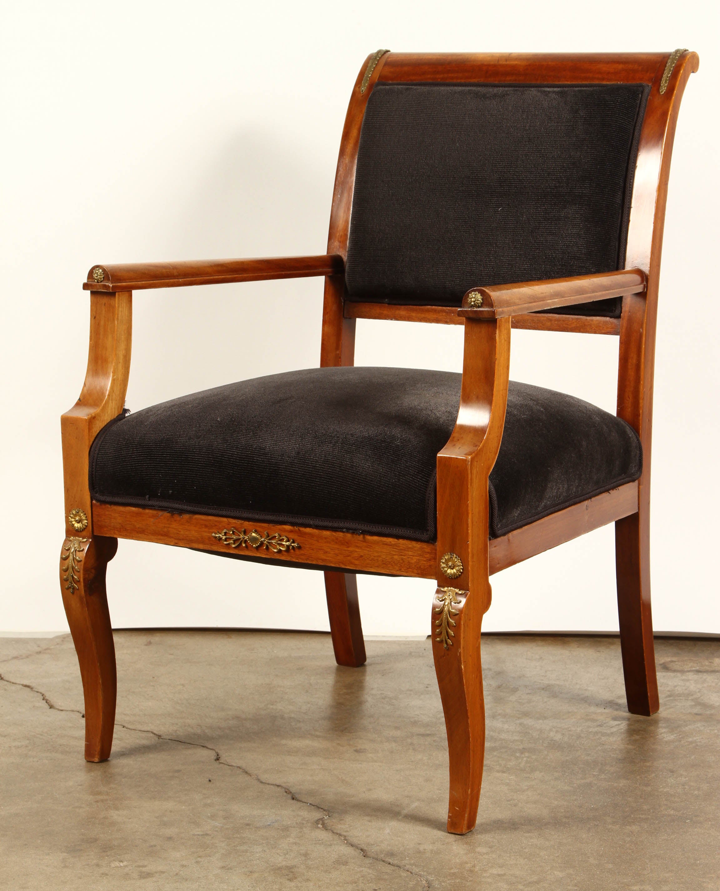 19th Century Danish Black Upholstered Armchair with Ormolu at 1stDibs