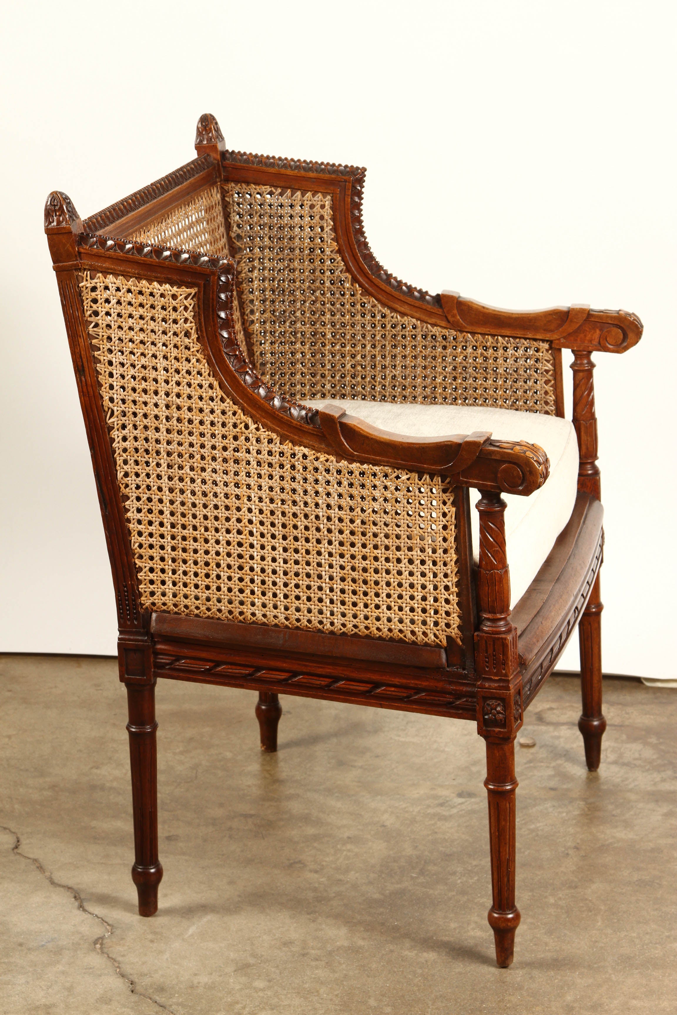 French Cushioned Cane Chair 1