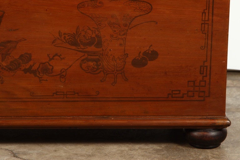 Qing Late 19th Century Painted Chinese Trunk