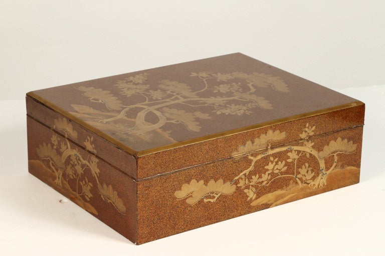 Japanese Large Nashiji lacquer box Meiji Period, circa 1890