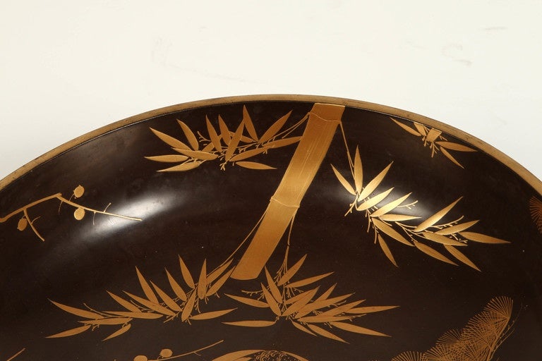 19th Century Japanese Lacquer Bowl Depicting the Four Seasons