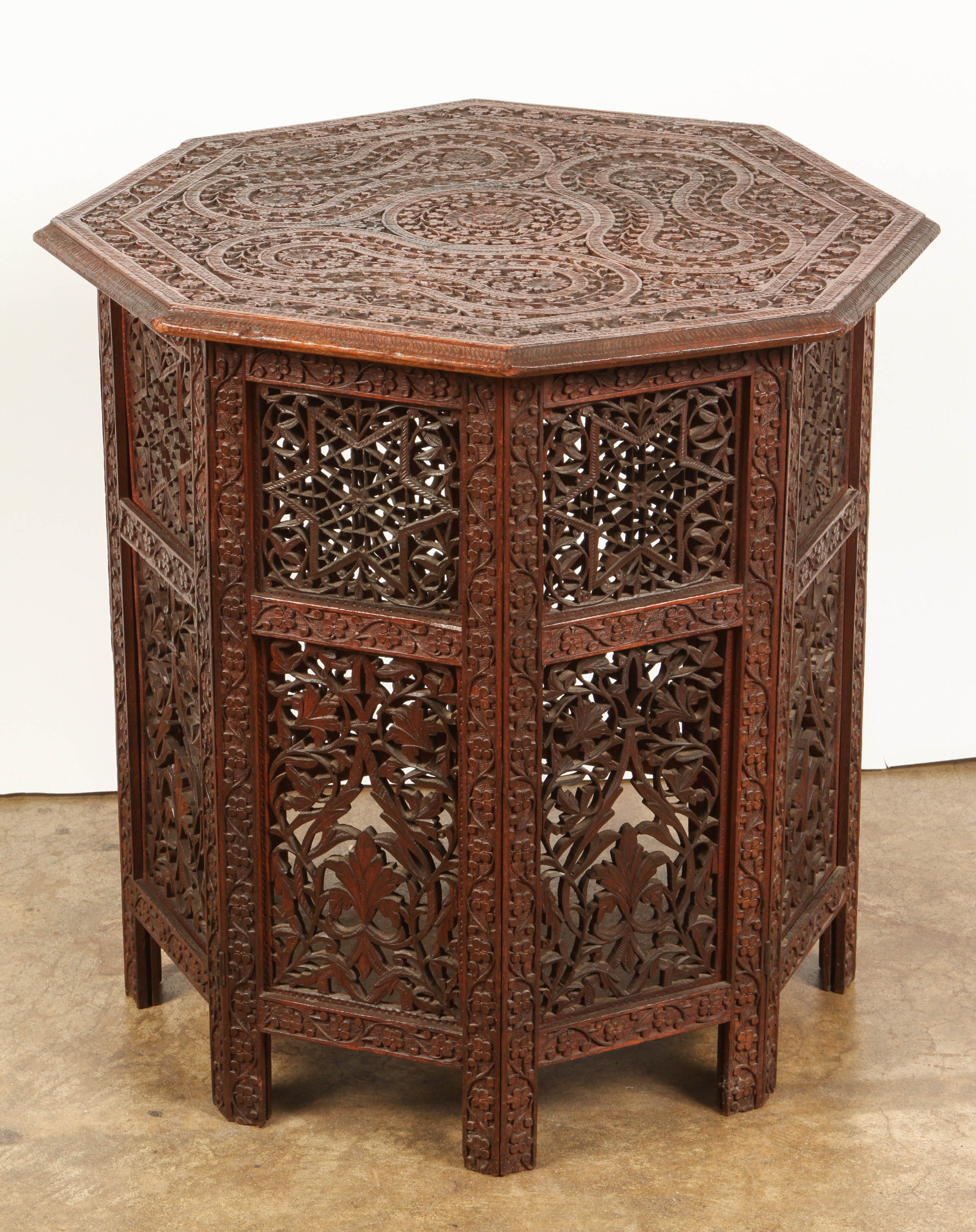 Finely Carved Syrian Octagonal Table 2
