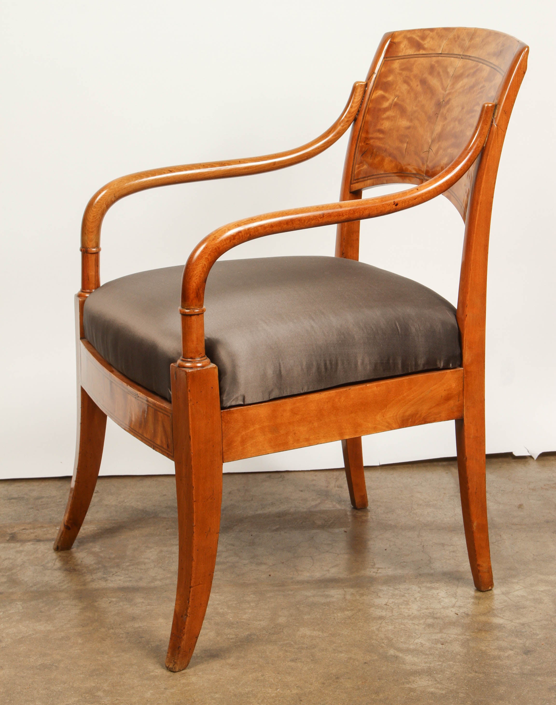 Birch Danish Biedermeier Arm Chair