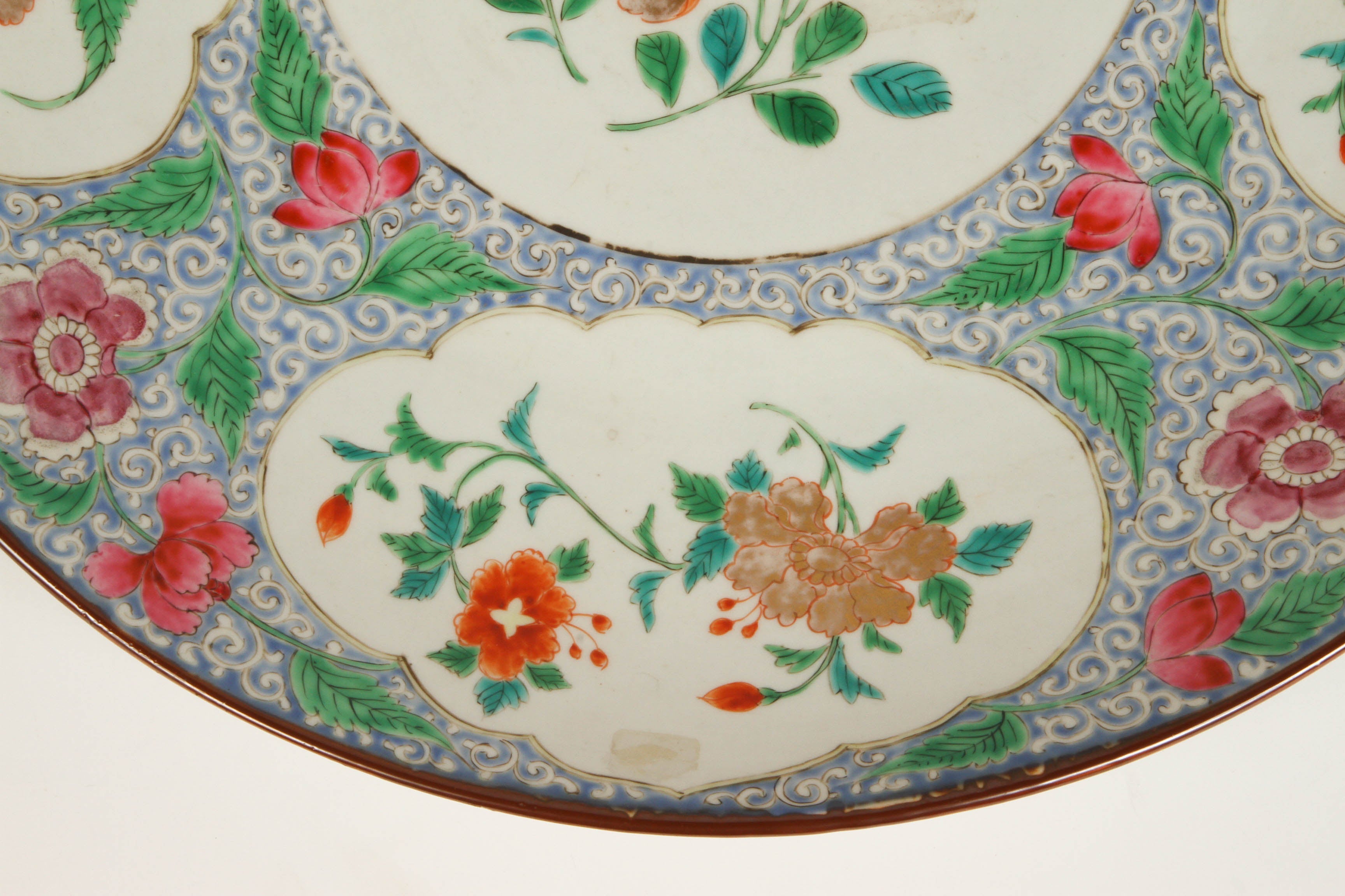 Large 19th Century Porcelain Charger, Signed Malaysian Export For Sale 1