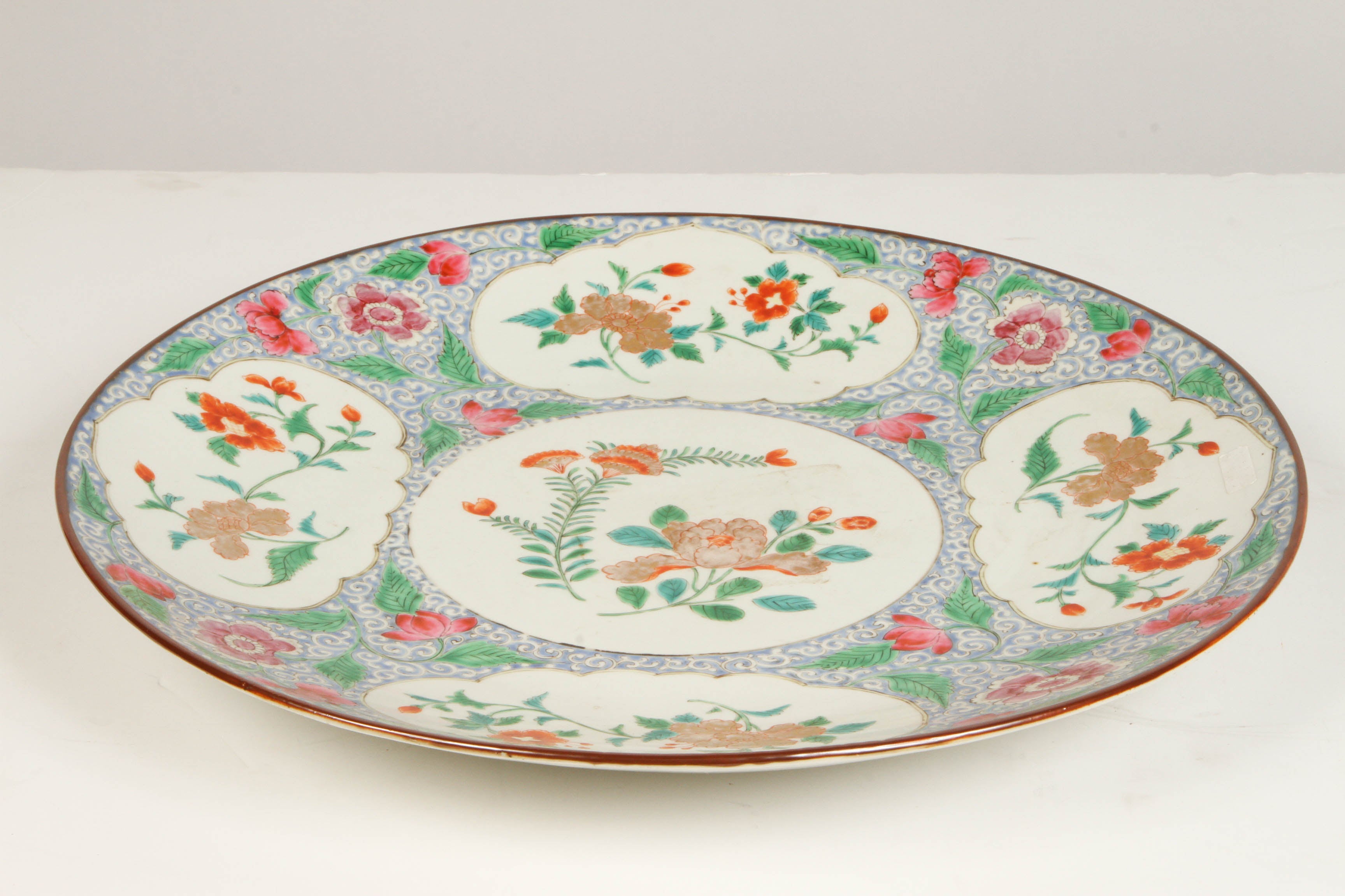 Large 19th Century Porcelain Charger, Signed Malaysian Export For Sale 3