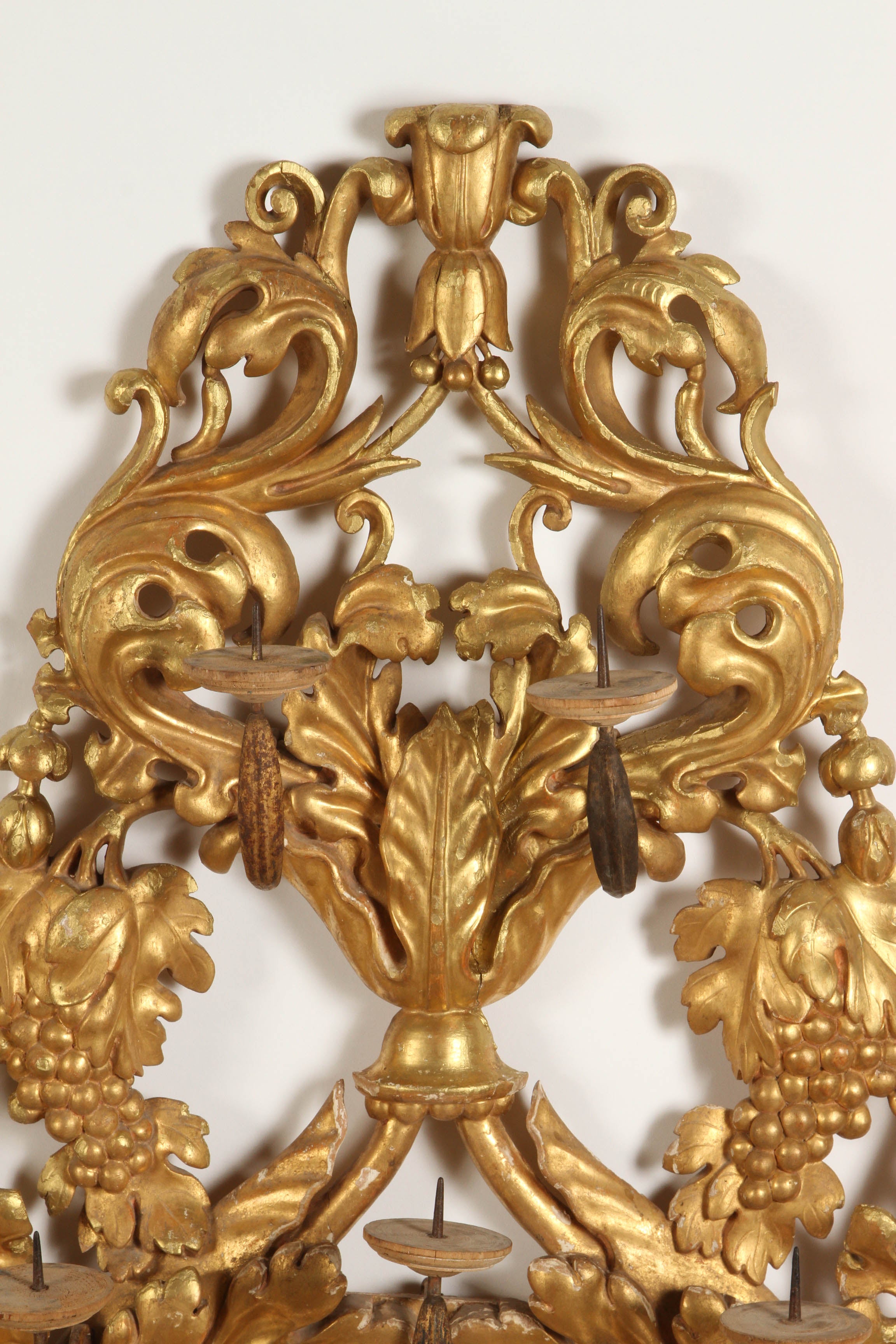 Vergoldete venezianische Wandleuchter, Paar (Barock) im Angebot