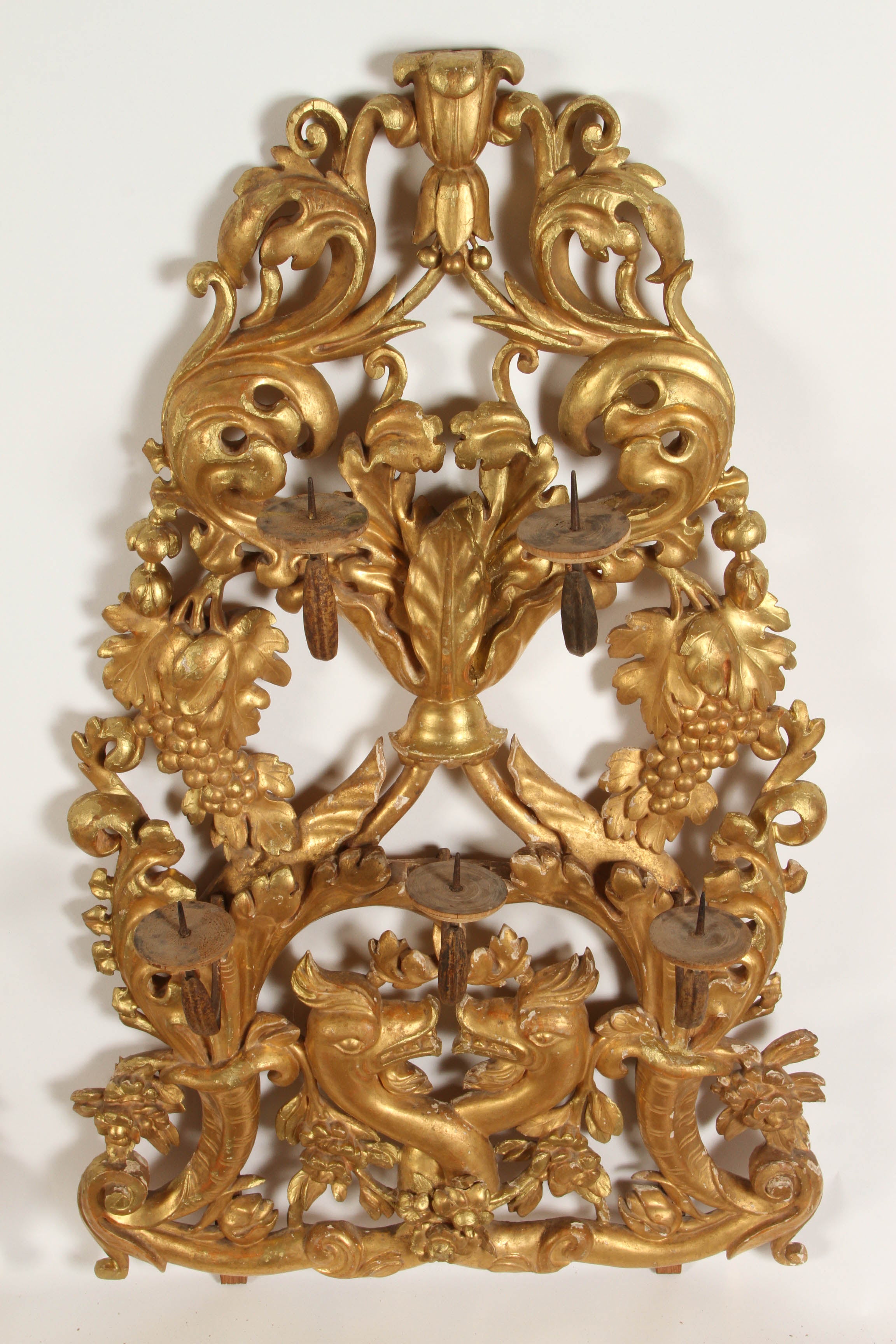 18th Century Pair of Gilt Venetian Wall Sconces For Sale