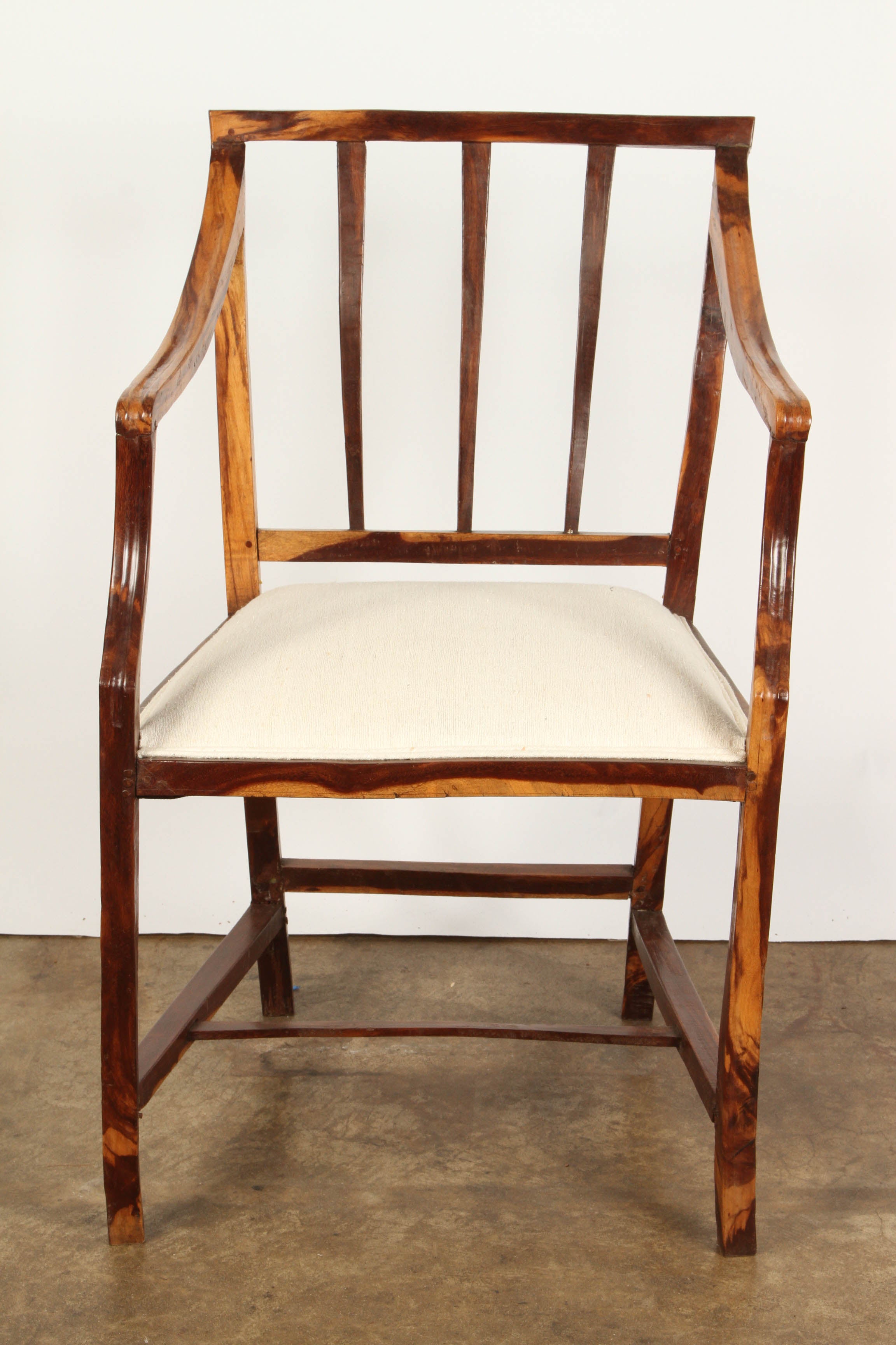 19th Century Rare Pair of Calamander Colonial Arm Chairs