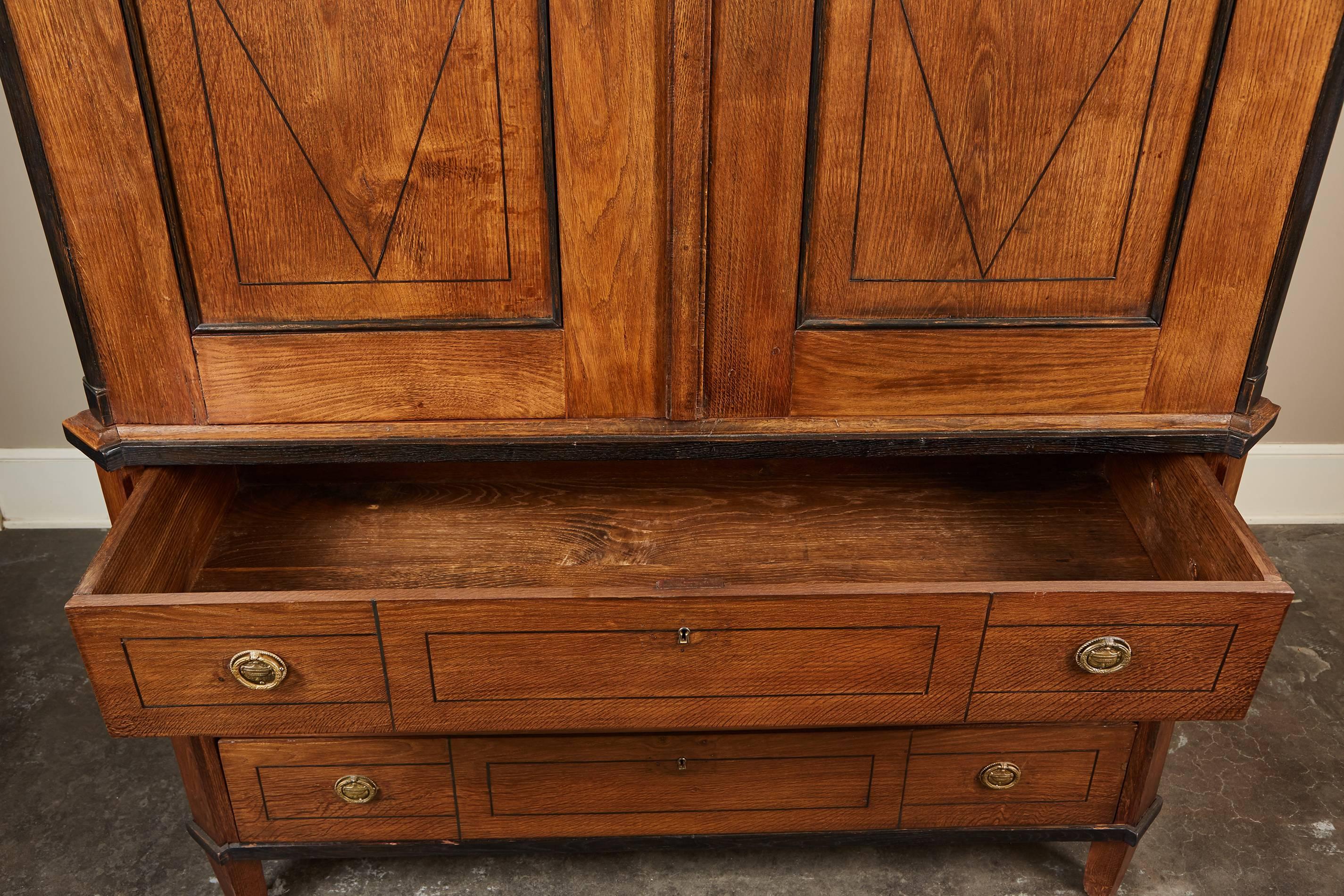 Late 18th Century 2 Door/ 3 Drawer Oak Cabinet  1