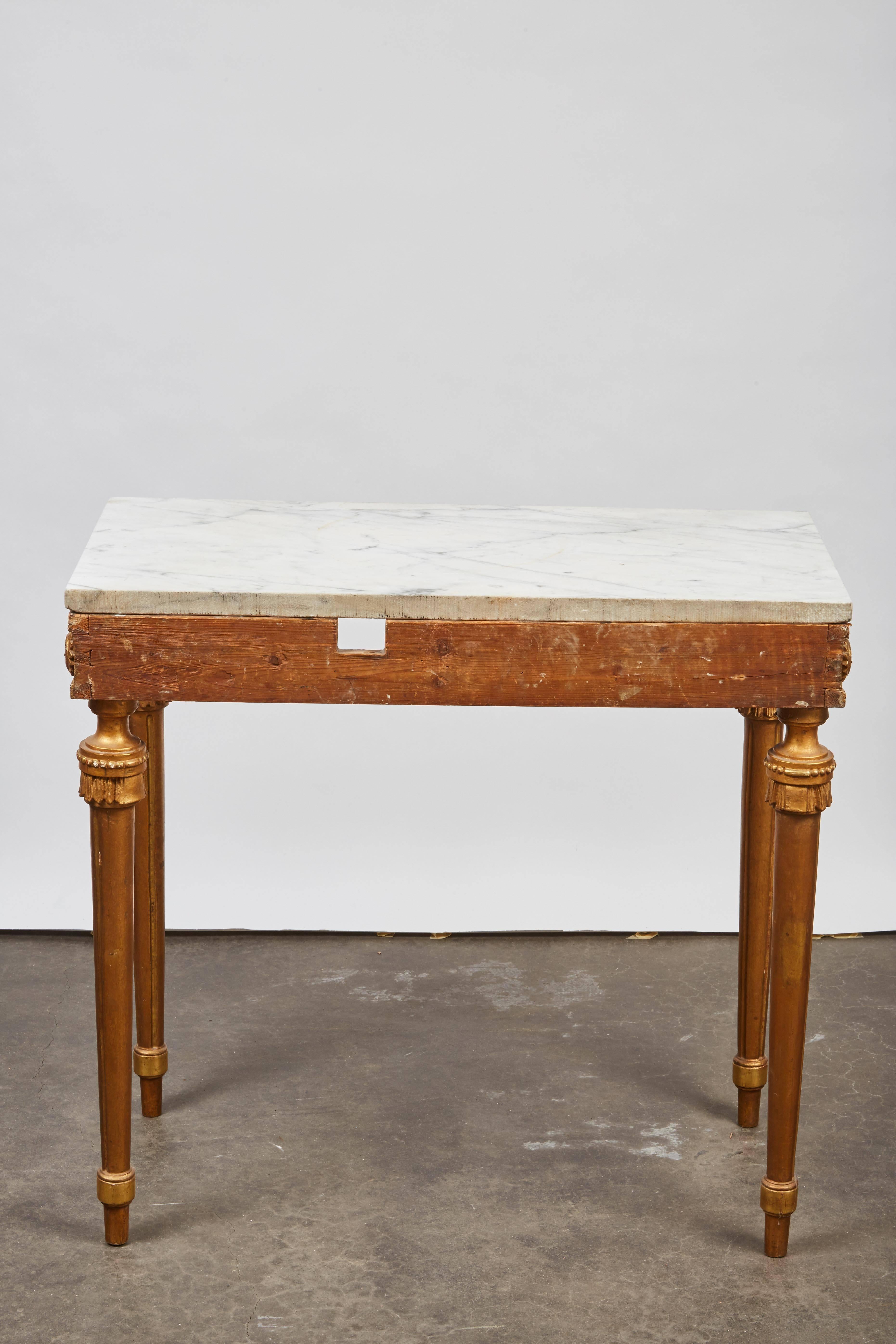 1790’s Swedish White Marble and Gilded Console and Mirror For Sale 4