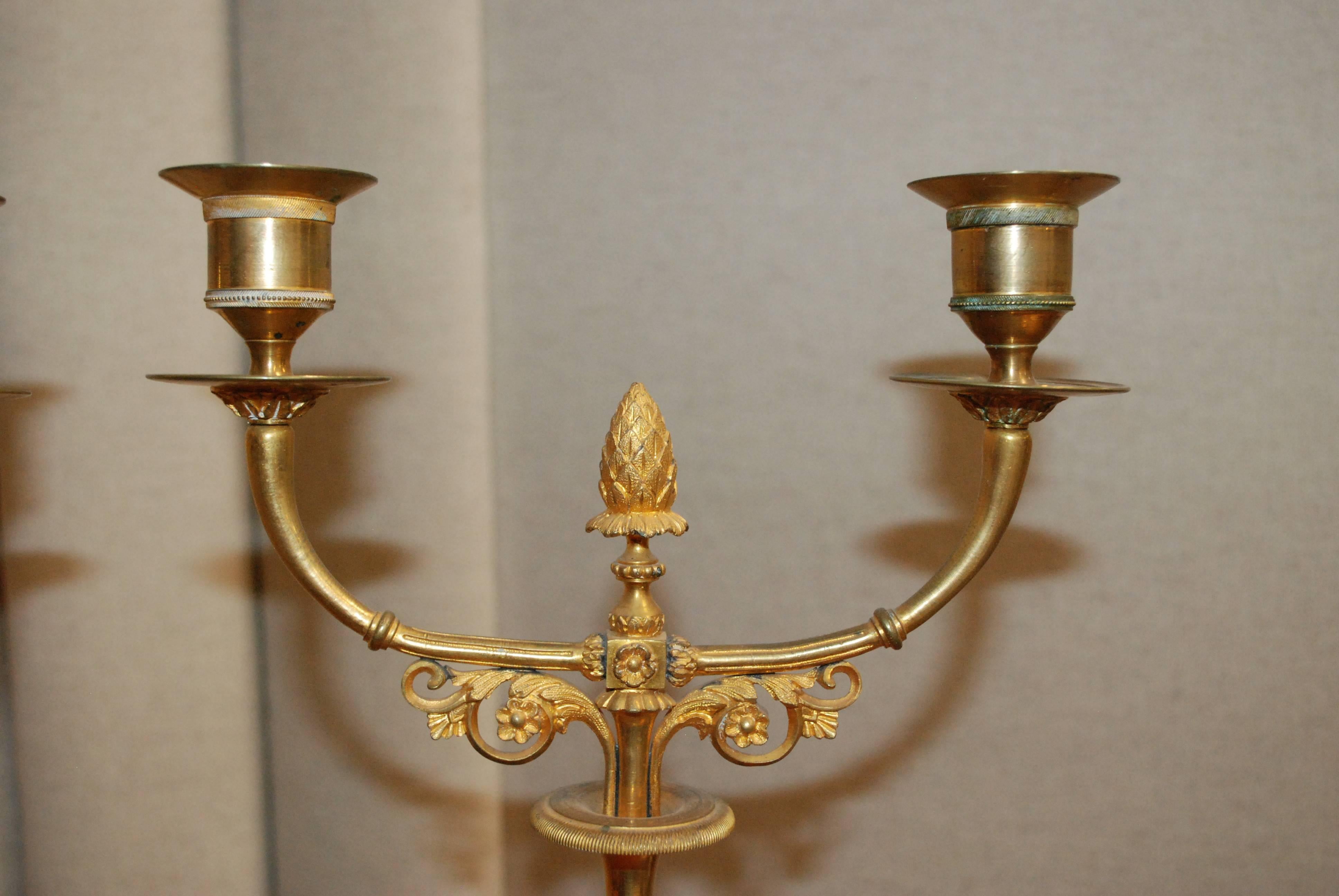 19th Century Pair of Swedish Gustavian Candlesticks  In Good Condition In Pasadena, CA