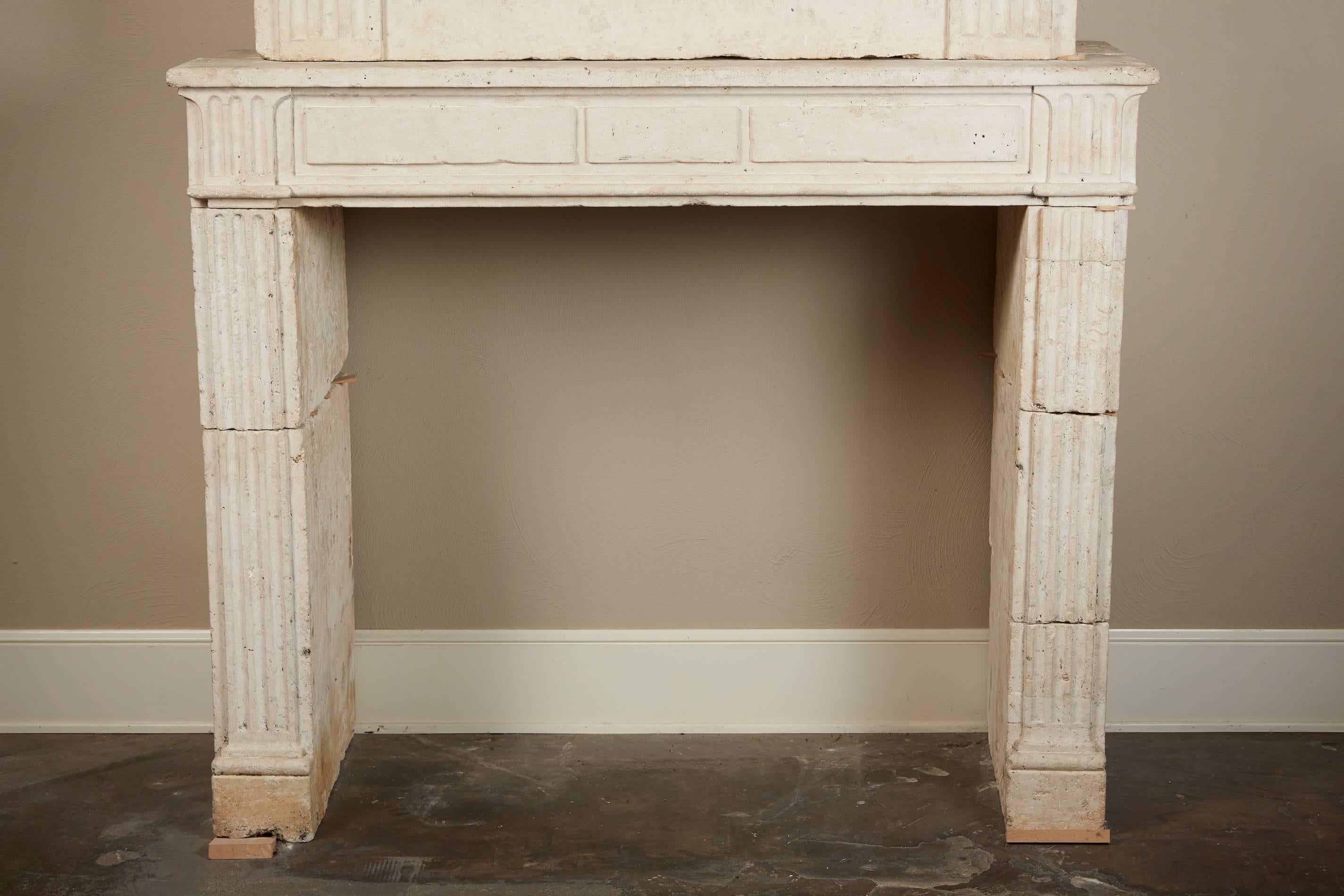 18th Century and Earlier French Limestone Fireplace, 18th c