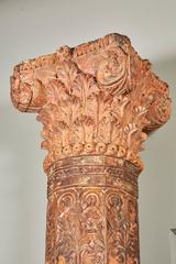 18th Century Pair of Orange Tall Indian Teak Wood Pillars