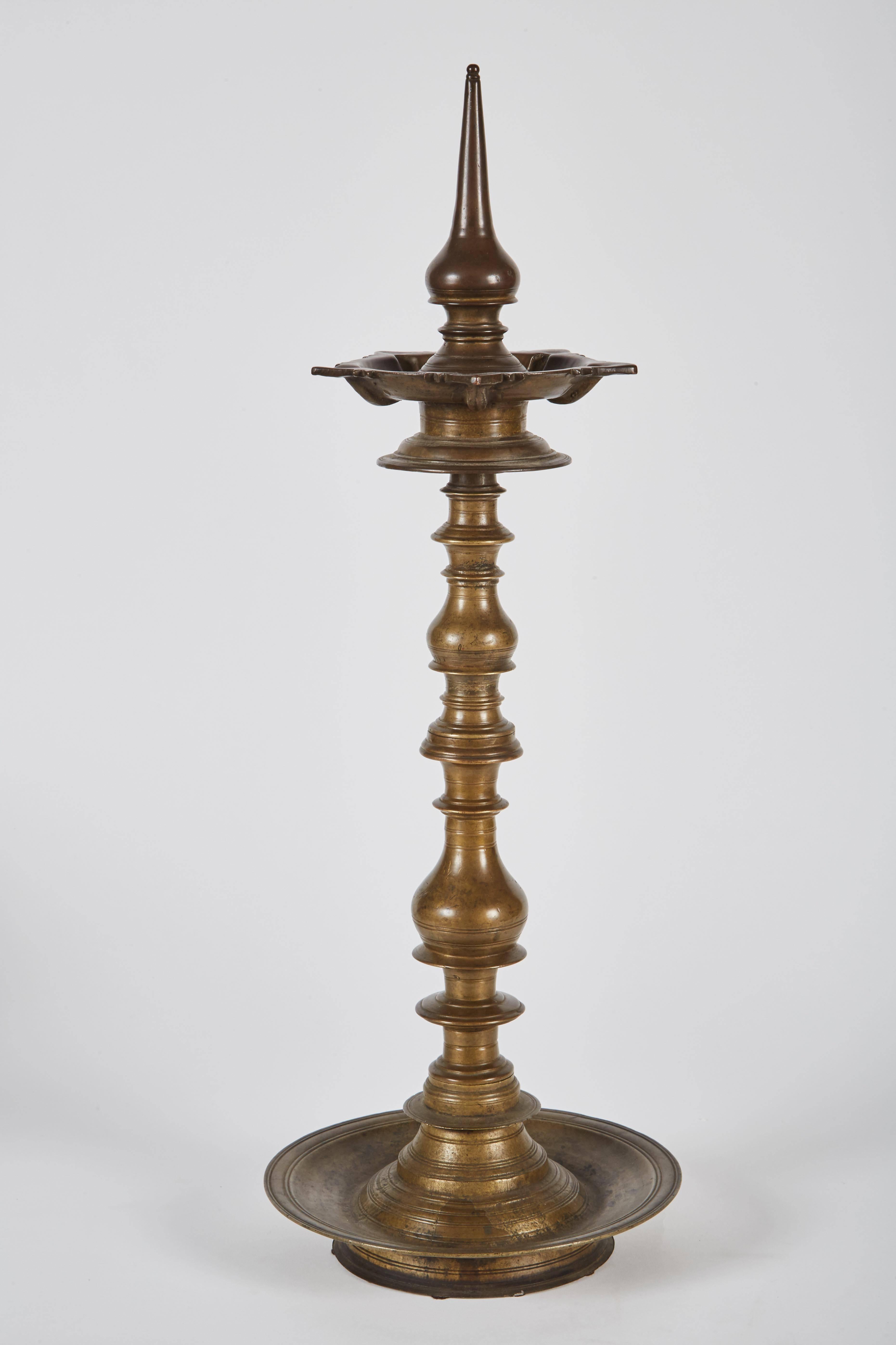Primitive 19th Century Bronze Indian Temple Oil Lamps