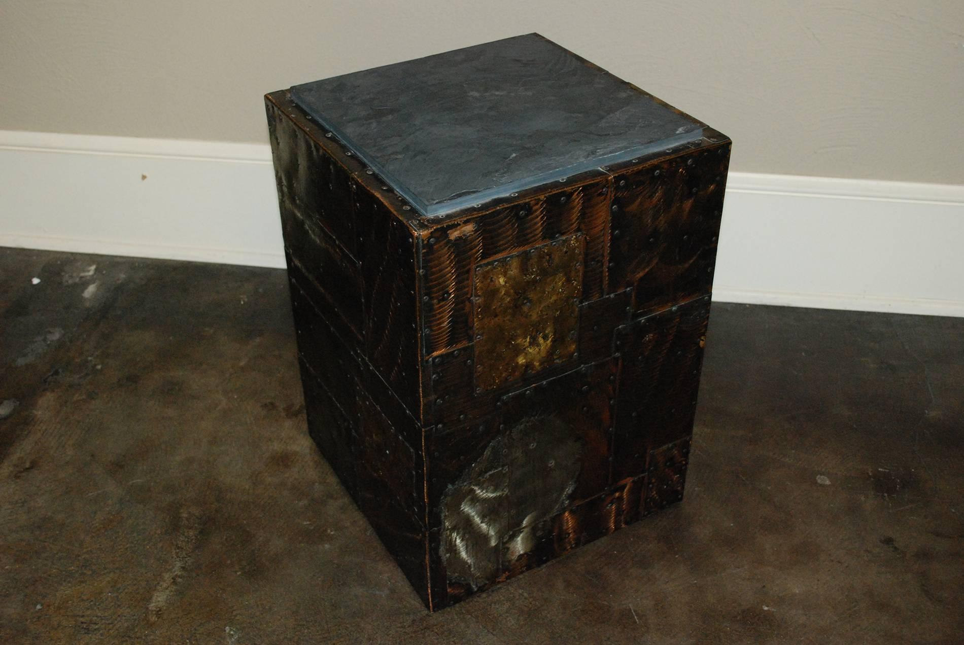 Mid-20th Century Pair of Late 1960s Paul Evan’S Patchwork and Slate Side Tables