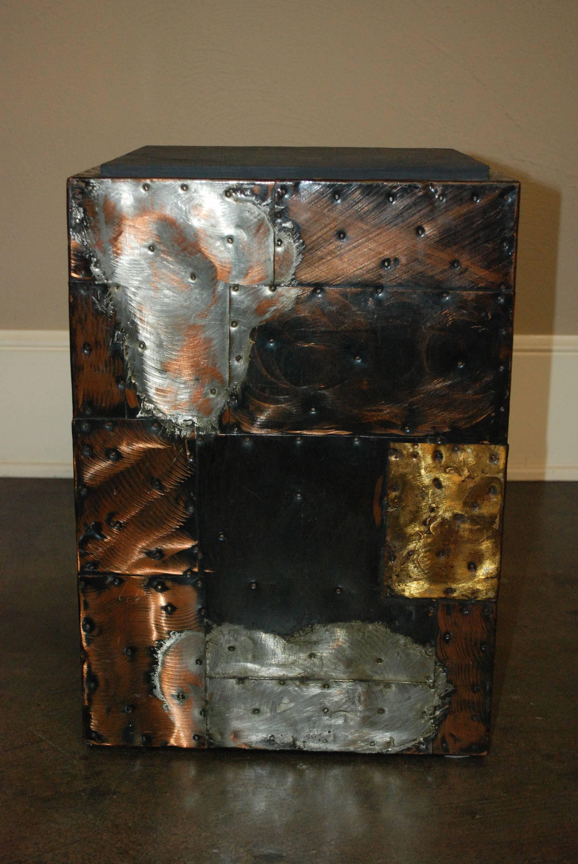 Pair of Late 1960s Paul Evan’S Patchwork and Slate Side Tables In Good Condition In Pasadena, CA