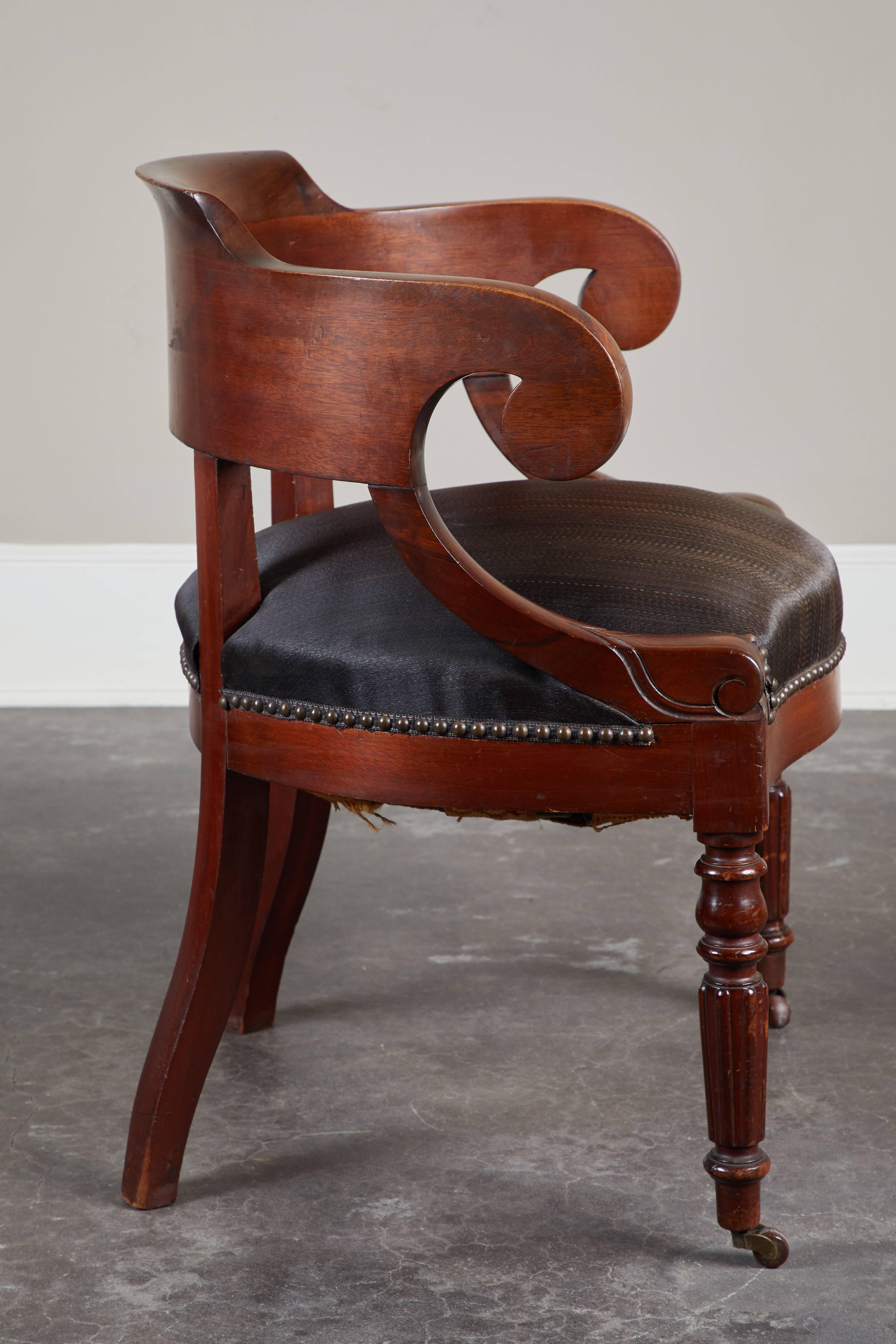 Pair of 19th Century Swedish Mahogany Armchairs with Horsehair Upholstery 3